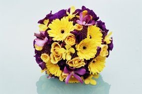 photo of violet-yellow bouquet