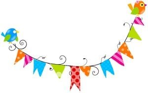 colorful garland with birds as graphic illustration