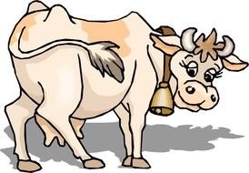 Cartoon Cow Eating Grass N7