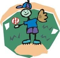 Cartoon Boy Playing Baseball drawing