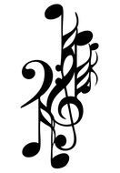 Black and white Music Notes Tattoo clipart