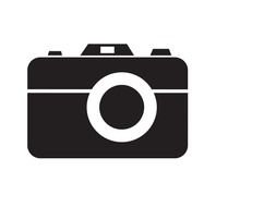 black camera silhouette on a white background