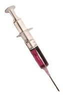 syringe with red liquid as a graphic illustration