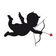 silhouette of an angel with a bow and arrow