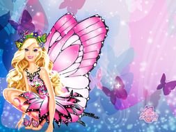 fairy in a pink dress on a colored background