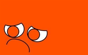 red background with sad or bored face