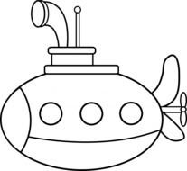 cartoon submarine in coloring book