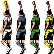 football referee with yellow and red card