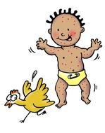 Cartoon Baby With Chicken as an illustration