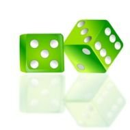 two green 3D Dices, render