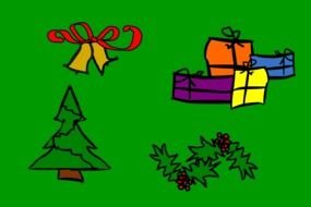 Christmas details on the green background