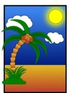 Cartoon Island With Palm Tree N2