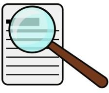 Magnifying glass on paper, Icon