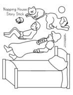 Black and white drawing of the napping house clipart