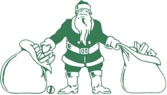 santa with gifts in two bags, vintage drawing