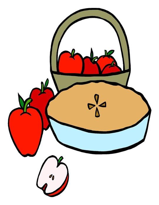 Cartoon apple pie with the apples clipart