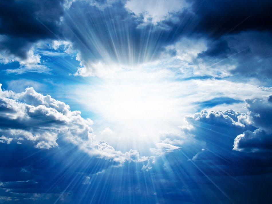 bright sunny glow in the blue sky