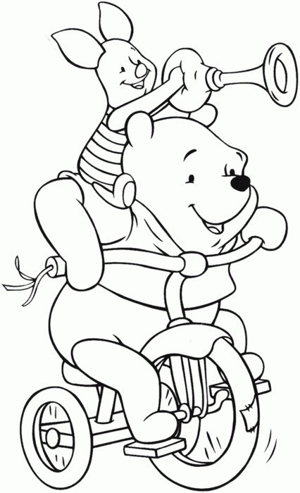 painted Winnie the Pooh and Piglet on the bike