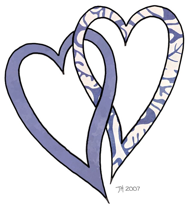 Blue Entwined Hearts Clip Art