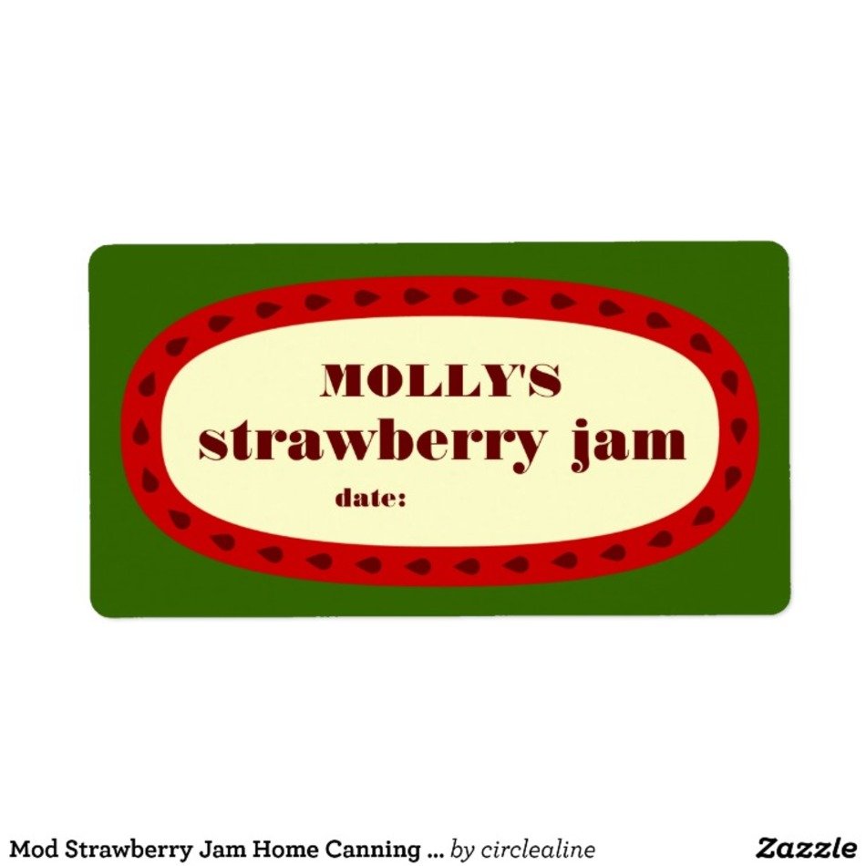 Mod Strawberry Jam Home Canning Jar Label