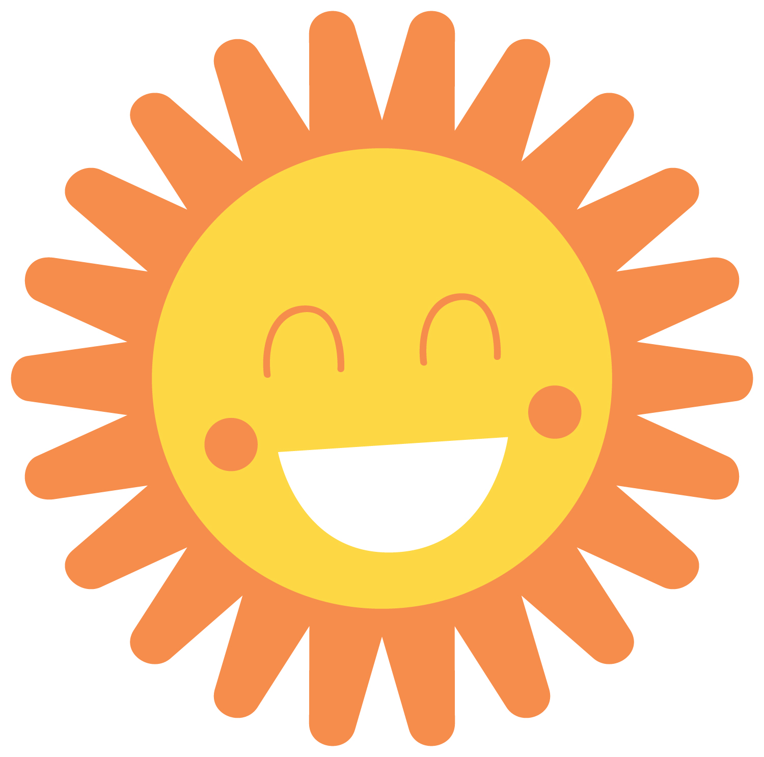 Cartoon yellow and orange sun with white smile free image download