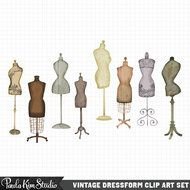 Vintage Dress Form Clip Art N7
