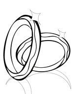 Black and white drawing of the shining wedding rings clipart