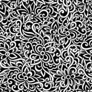 Black and white drawing of the floral pattern clipart