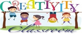 creativity classroom, banner with playing kids