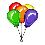 drawn five colorful balloons on a white background