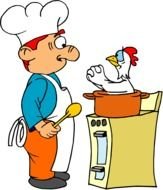 Cartoon Chicken and man drawing