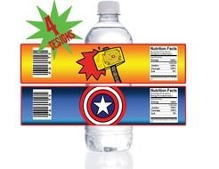 Avengers Water Bottle Labels