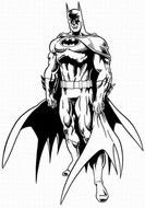 batman as a black and white graphic illustration