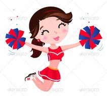 Cartoon Cheerleader Jumping N2