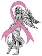 painted girl with wings and pink ribbon