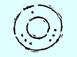 weathered round Mail Stamp, drawing