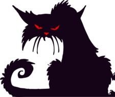 clipart of painted black cat with red eyes