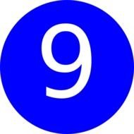 Number 9 Blue Background Clip Art