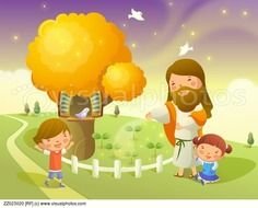 Jesus Christ Playing With Two Children