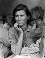 black and white photo of a woman during the Great Depression