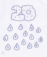 a cloud in the form of number 20 with drops