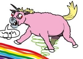 Pink Fluffy Unicorns Dancing On Rainbows drawing