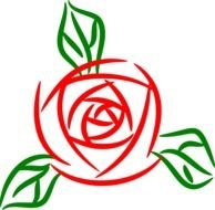 red rose with green leaves as a graphic illustration