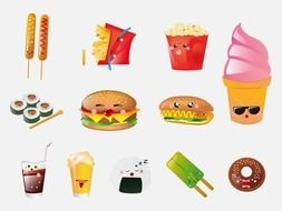 clip art with junk food