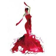 drawing of red dressed woman
