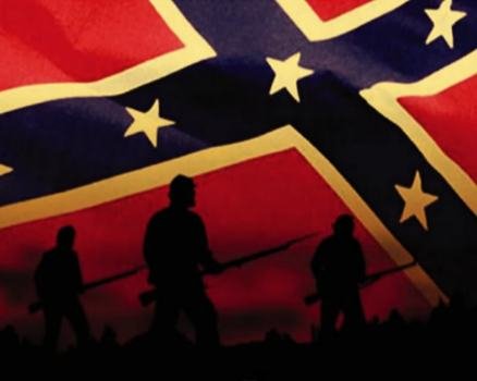 silhouettes of soldiers at us Confederate Flag, digital art