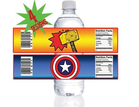 Avengers Water Bottle Labels