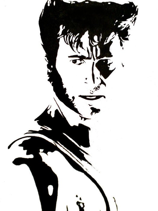 black and white portrait of Wolverine