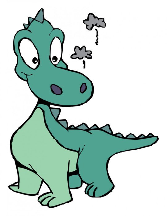 cartoon dinosaur with nose smoke