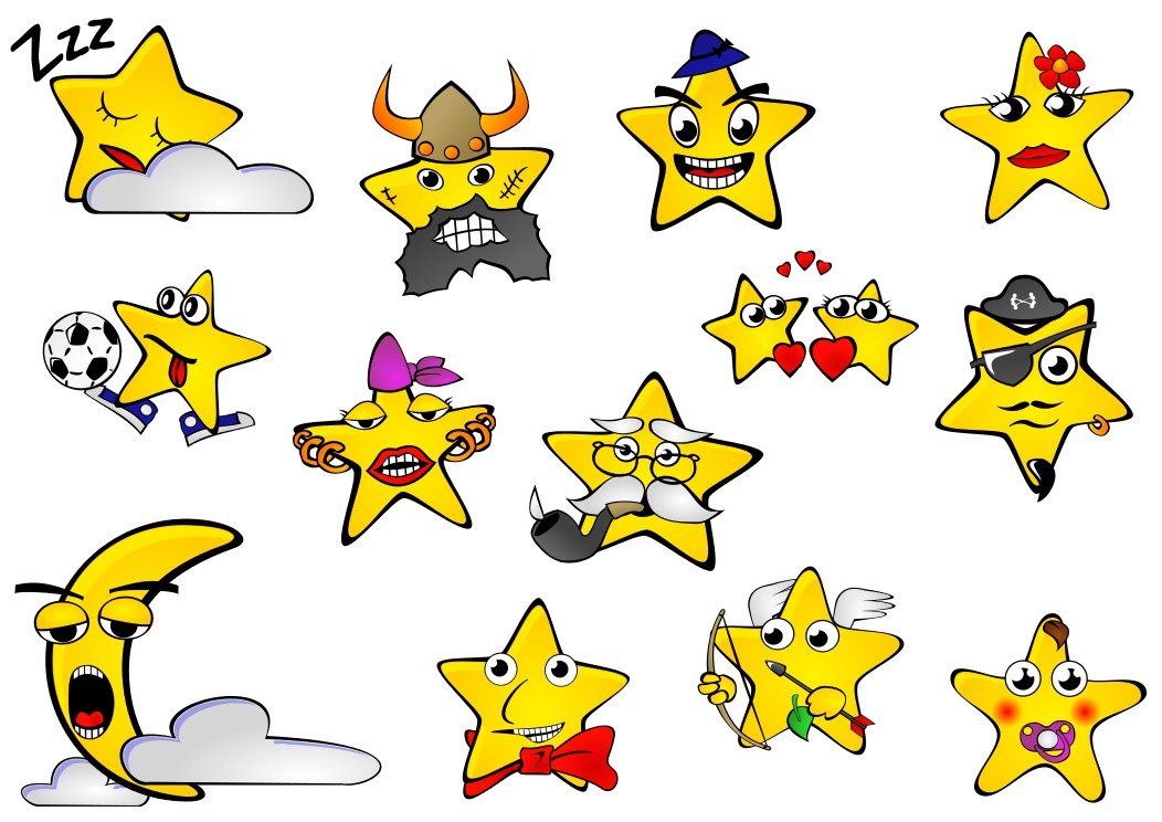 different types of stars next to the month